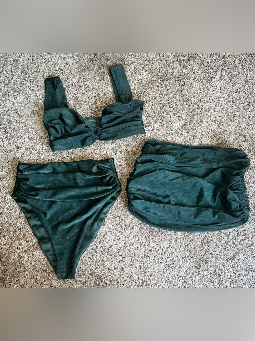 Divino Seas Dark Green 3 piece Bikini Set XS